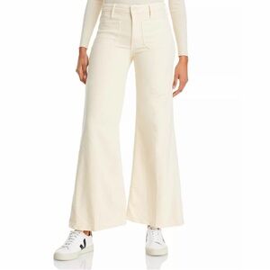 MOTHER The Patch Pocket Roller Skimp Wide Leg Jeans Size 31 $248 In Chalk EUC